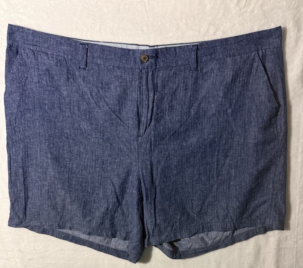 Old Navy 26 Plus Linen Blend Chambray Shorts Blue Casual Women’s 26W Pockets